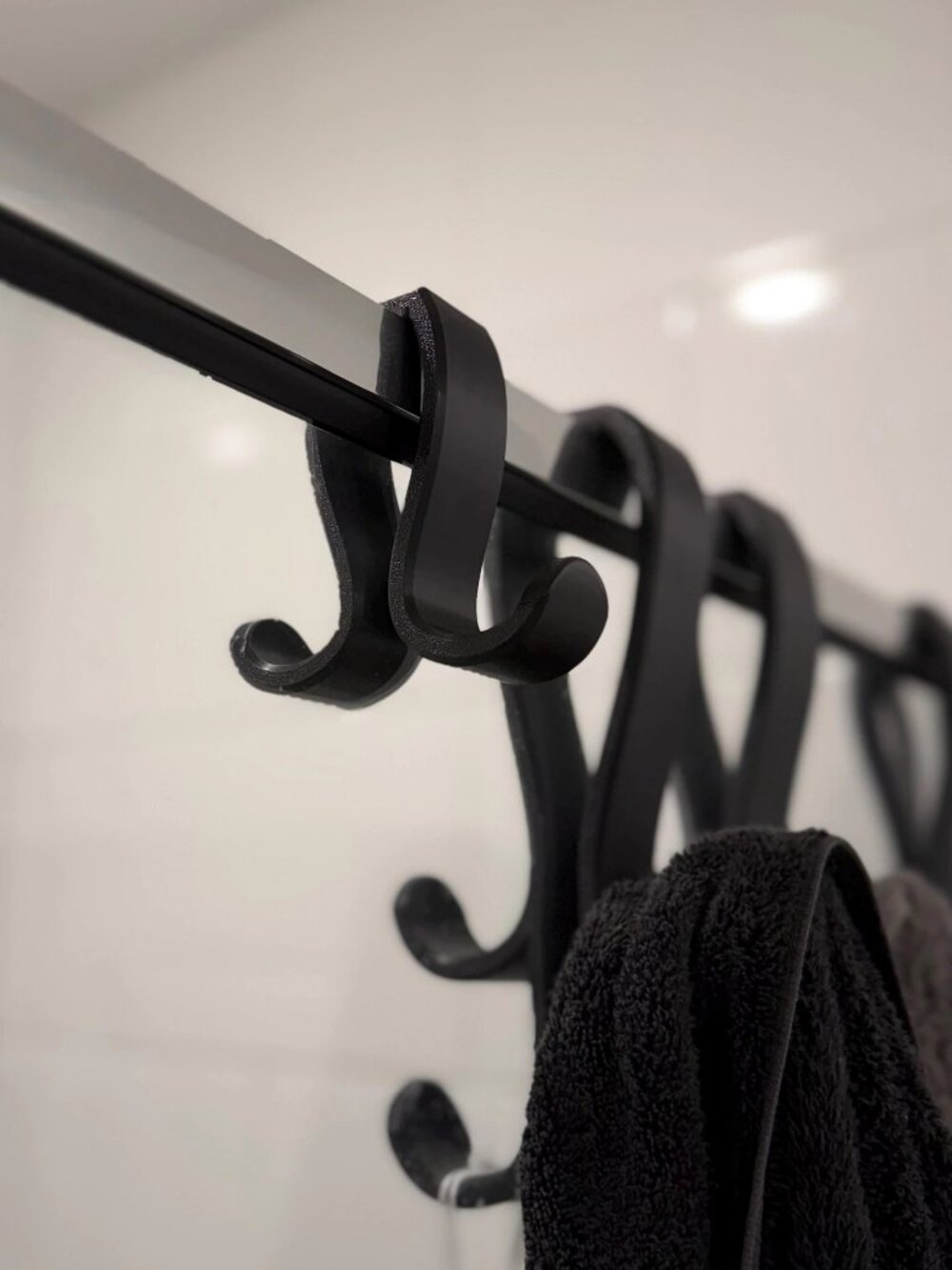 4’ Over-Glass Shower Hook Dual-Sided 3D Printed Holder
